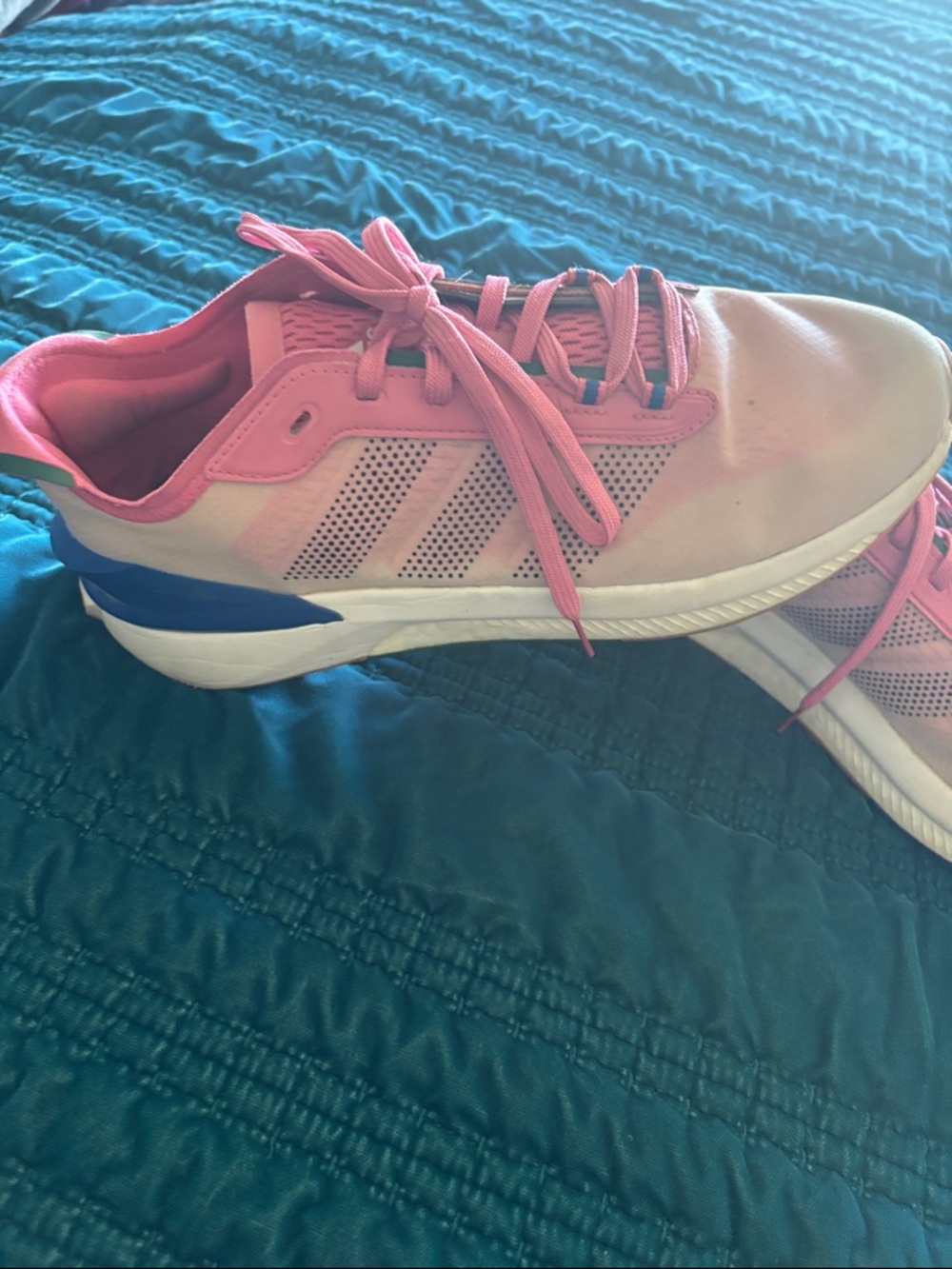 adidas Pink/White Boost Running Shoes
